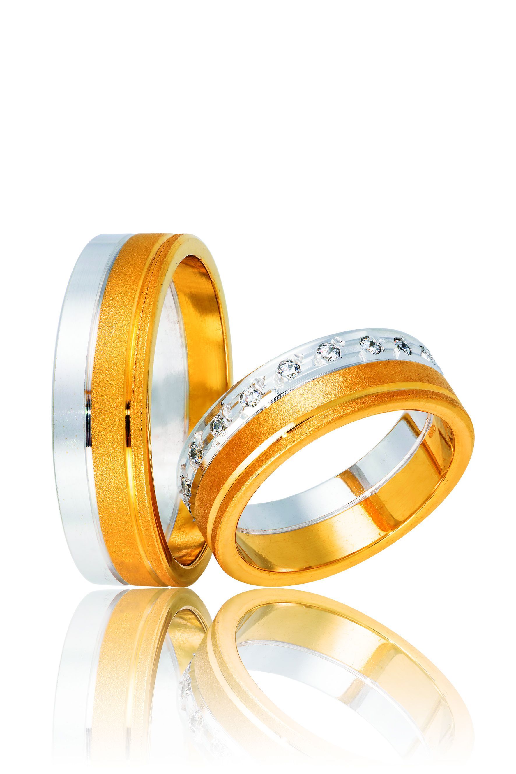 Βέρες γάμου απο λευκόχρυσο λουστρέ και σαγρέ  χρυσό , 6.5mm (code 1Wy)